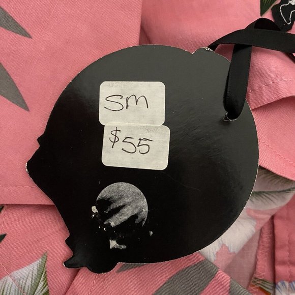 Hell Bunny Vixen Size Small Hawaiian Print Pink Pin Up Peplum Top Blouse New - Picture 11 of 13